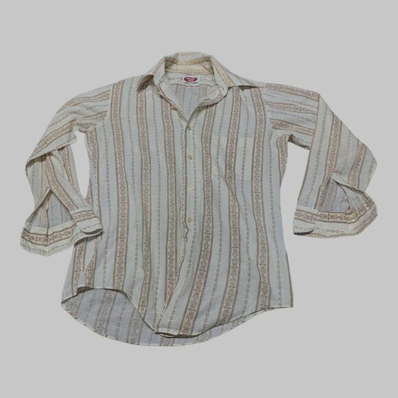 Permanent Press Size 15-32 Mens Button Down Long Sleeve Shirt Country Western - Picture 1 of 6
